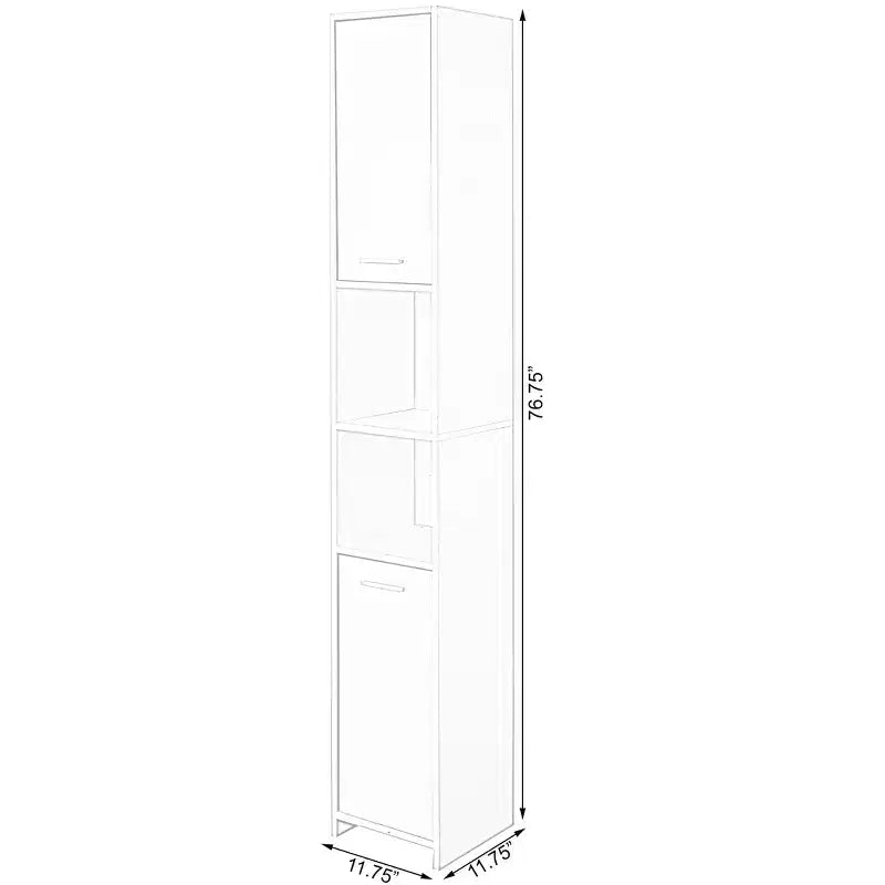 Modern White Standing Bathroom Tall Linen Tower Storage Cabinet