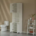 Modern White Standing Bathroom Tall Linen Tower Storage Cabinet