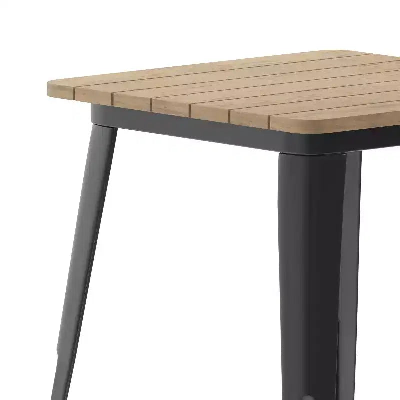 Emma and Oliver Indoor/Outdoor Dining Table, 23.75 Square All Weather Poly Resin Top with Steel Base