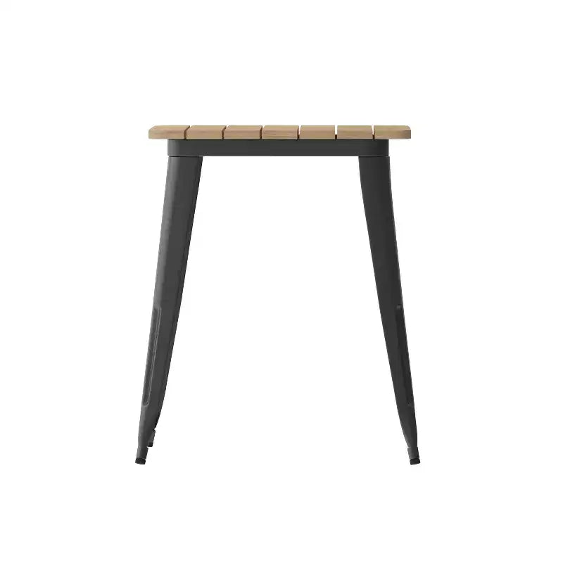 Emma and Oliver Indoor/Outdoor Dining Table, 23.75 Square All Weather Poly Resin Top with Steel Base