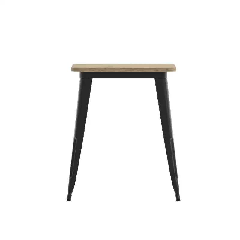 Emma and Oliver Indoor/Outdoor Dining Table, 23.75 Square All Weather Poly Resin Top with Steel Base