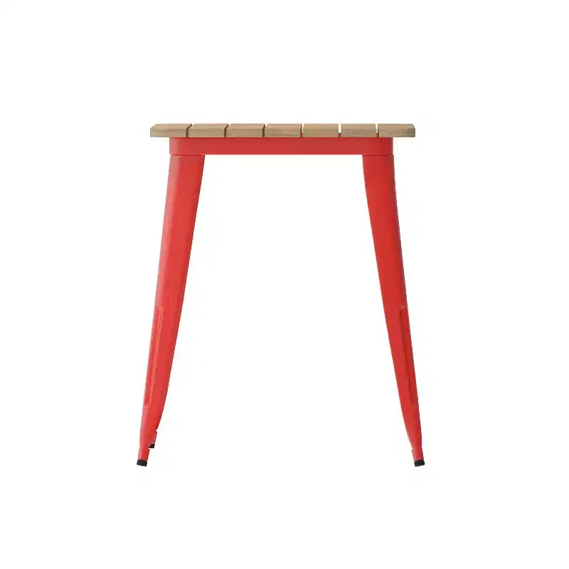 Emma and Oliver Indoor/Outdoor Dining Table, 23.75 Square All Weather Poly Resin Top with Steel Base