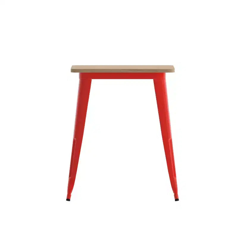 Emma and Oliver Indoor/Outdoor Dining Table, 23.75 Square All Weather Poly Resin Top with Steel Base