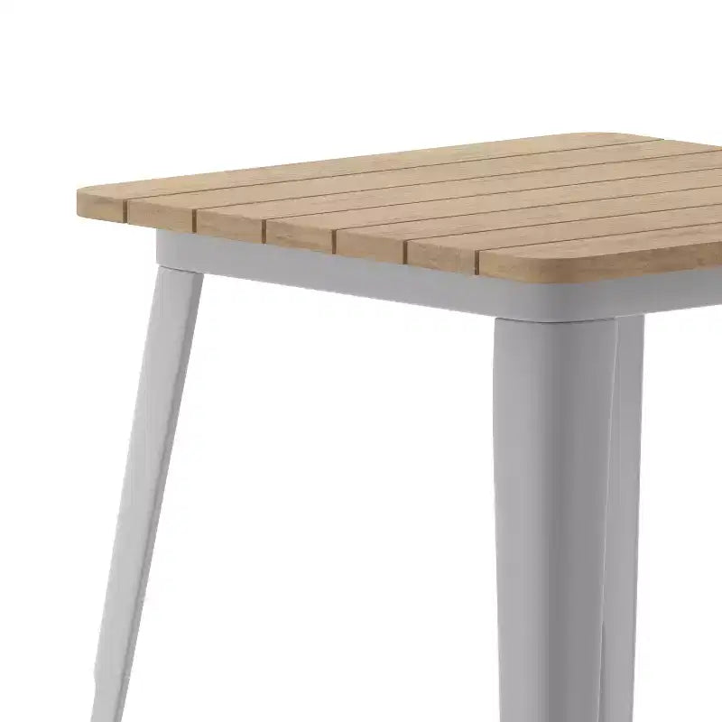 Emma and Oliver Indoor/Outdoor Dining Table, 23.75 Square All Weather Poly Resin Top with Steel Base