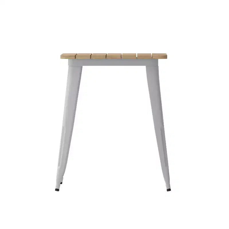 Emma and Oliver Indoor/Outdoor Dining Table, 23.75 Square All Weather Poly Resin Top with Steel Base