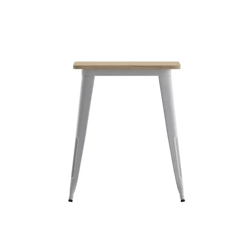 Emma and Oliver Indoor/Outdoor Dining Table, 23.75 Square All Weather Poly Resin Top with Steel Base