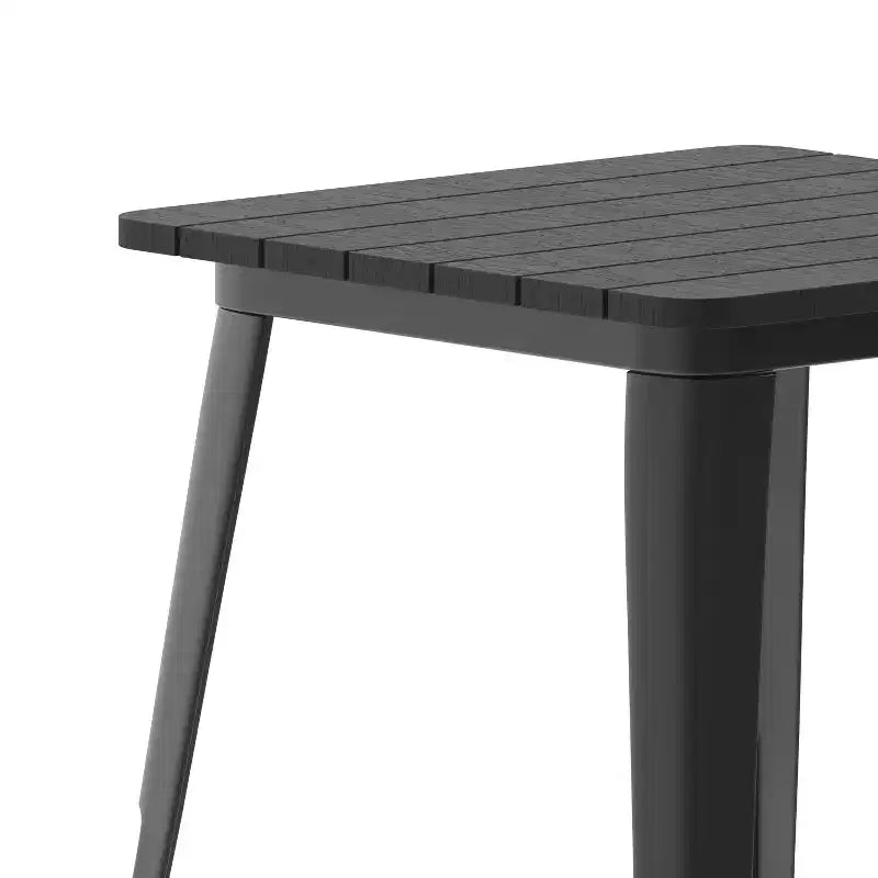 Emma and Oliver Indoor/Outdoor Dining Table, 23.75 Square All Weather Poly Resin Top with Steel Base