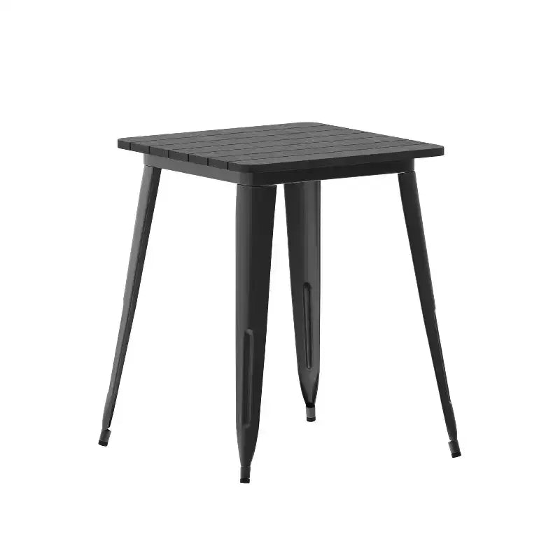 Emma and Oliver Indoor/Outdoor Dining Table, 23.75 Square All Weather Poly Resin Top with Steel Base