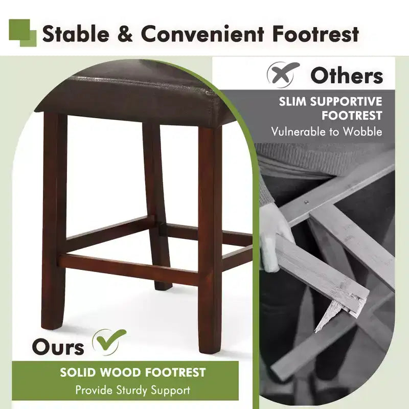 Costway Set of 2 Upholstered Linen Bar Stools 24.5'' Wooden Dining Chairs with Back Beige/Brown