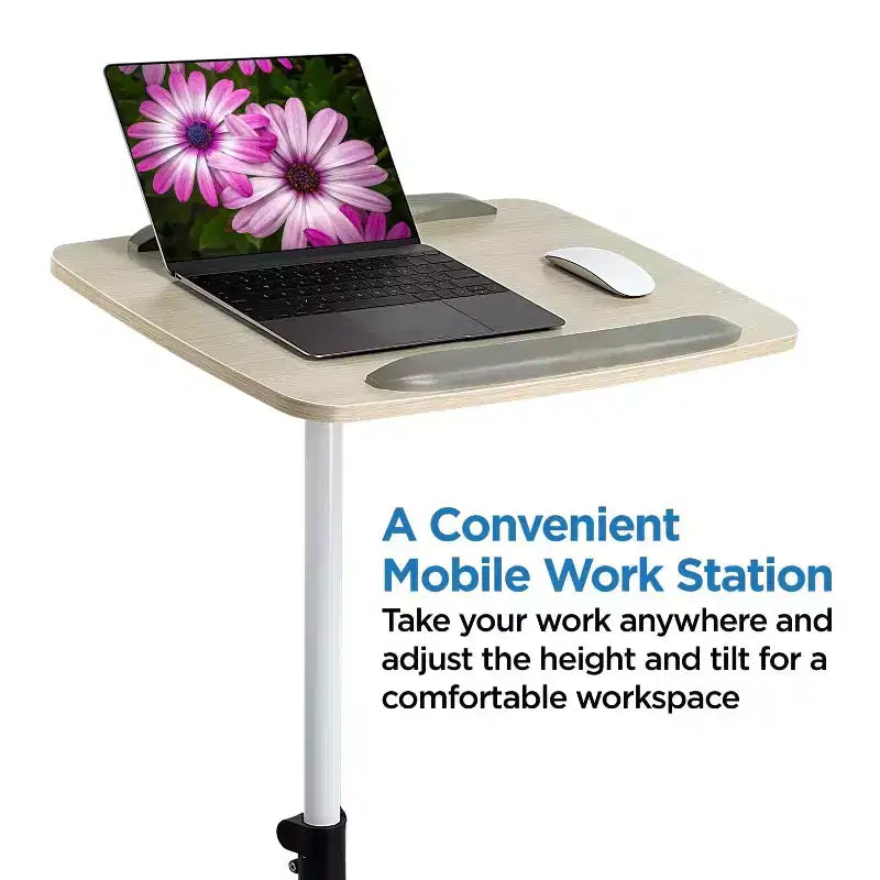 Mount-It! Rolling Laptop Cart | Heavy-Duty Mobile Laptop Desk with Wheels | Height Adjustable Tilting Bedside Sofa Couch Recliner Tray with Wheels