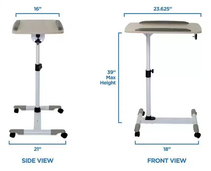 Mount-It! Rolling Laptop Cart | Heavy-Duty Mobile Laptop Desk with Wheels | Height Adjustable Tilting Bedside Sofa Couch Recliner Tray with Wheels
