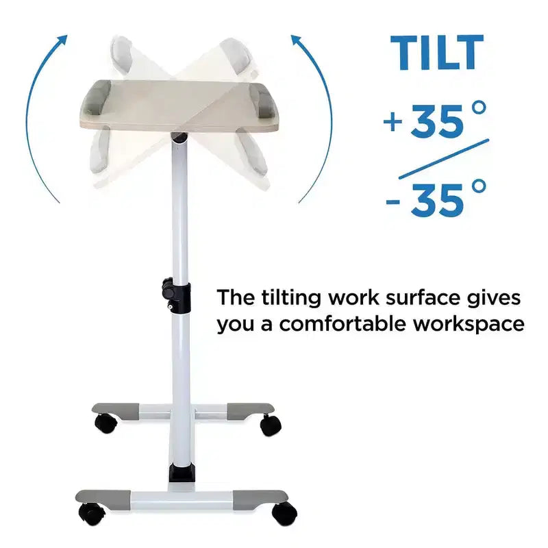 Mount-It! Rolling Laptop Cart | Heavy-Duty Mobile Laptop Desk with Wheels | Height Adjustable Tilting Bedside Sofa Couch Recliner Tray with Wheels