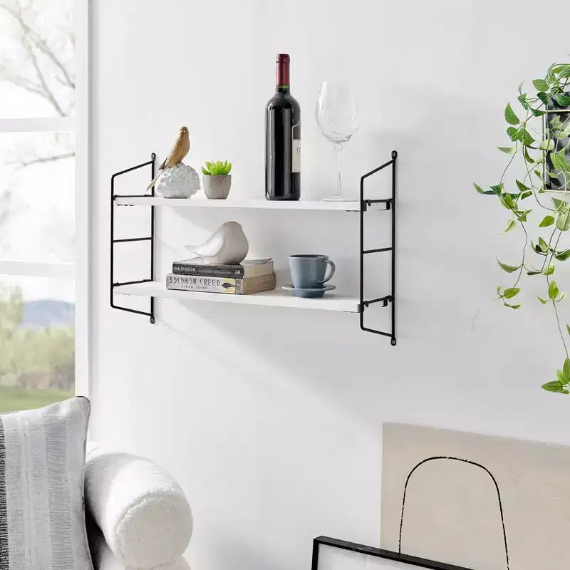 24.5 x 15.75 Severini Floating Bracket 2 Tier Wall Shelf - Danya B.