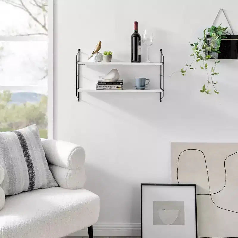 24.5 x 15.75 Severini Floating Bracket 2 Tier Wall Shelf - Danya B.
