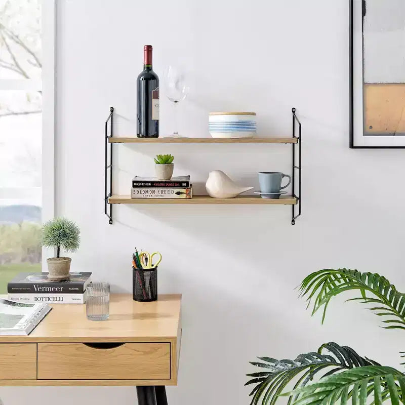 24.5 x 15.75 Severini Floating Bracket 2 Tier Wall Shelf - Danya B.