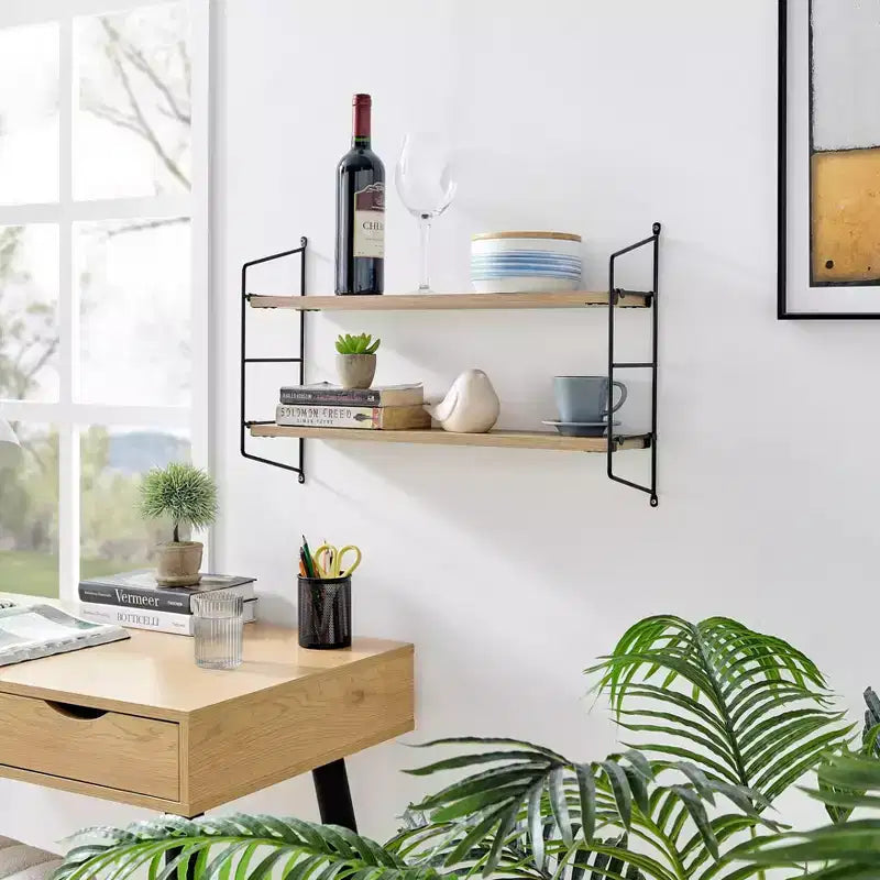 24.5 x 15.75 Severini Floating Bracket 2 Tier Wall Shelf - Danya B.
