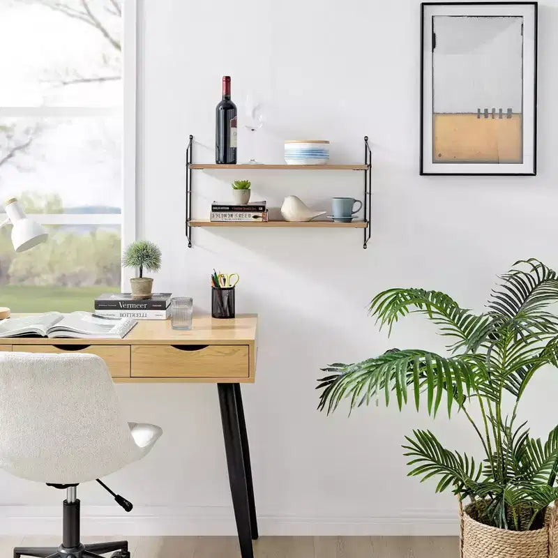 24.5 x 15.75 Severini Floating Bracket 2 Tier Wall Shelf - Danya B.