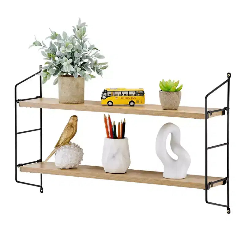 24.5 x 15.75 Severini Floating Bracket 2 Tier Wall Shelf - Danya B.
